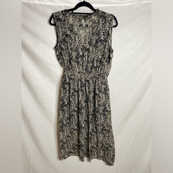 Evereve Reagan Chiffon Dress‎ sleeveless splatter print black white - Picture 6 of 6